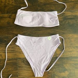 Forever 21 2 piece bathing suit, high rise cheeky bottoms and tube top w/ string